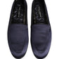 Dolce & Gabbana Navy Blue Satin DG Logo Dress Loafers Shoes