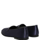 Dolce & Gabbana Navy Blue Satin DG Logo Dress Loafers Shoes