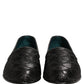 Dolce & Gabbana Black Glitter Brocade Men Dress Loafers Shoes