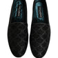 Dolce & Gabbana Black Glitter Brocade Men Dress Loafers Shoes