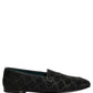Dolce & Gabbana Black Glitter Brocade Men Dress Loafers Shoes