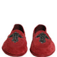 Dolce & Gabbana Red Suede Cross Slip On Dress Loafers Shoes