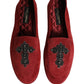Dolce & Gabbana Red Suede Cross Slip On Dress Loafers Shoes