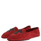Dolce & Gabbana Red Suede Cross Slip On Dress Loafers Shoes