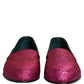 Dolce & Gabbana Pink Glitter Lurex Logo Dress Loafers Shoes
