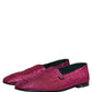 Dolce & Gabbana Pink Glitter Lurex Logo Dress Loafers Shoes