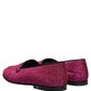 Dolce & Gabbana Pink Glitter Lurex Logo Dress Loafers Shoes