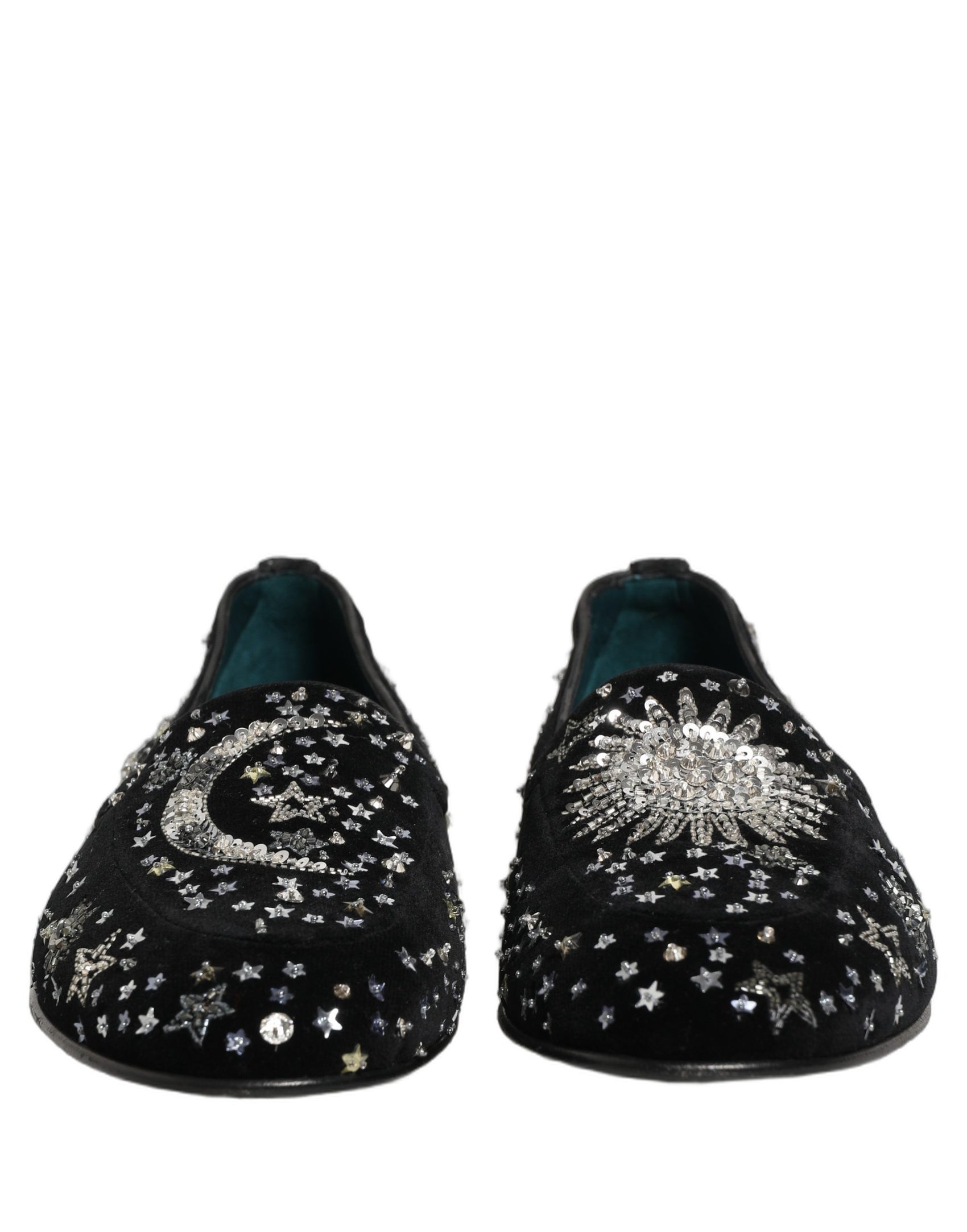 Dolce & Gabbana Black Crystal Embellished Dress Loafers Shoes