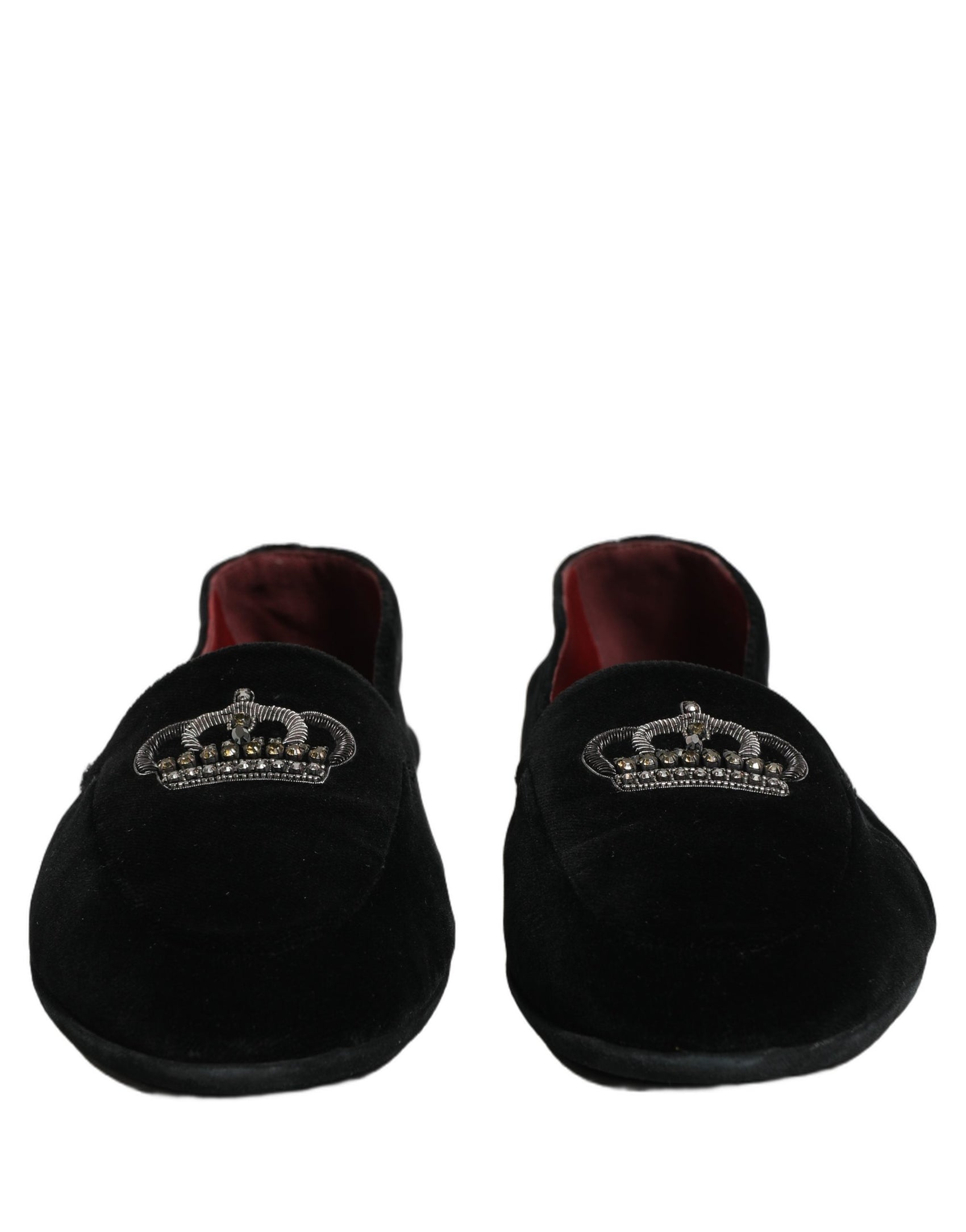 Dolce & Gabbana Black Crown Embellished Dress Loafers Shoes