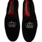 Dolce & Gabbana Black Crown Embellished Dress Loafers Shoes