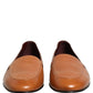 Dolce & Gabbana Brown Leather Logo Slip On Men Loafers Shoes