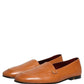 Dolce & Gabbana Brown Leather Logo Slip On Men Loafers Shoes