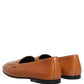 Dolce & Gabbana Brown Leather Logo Slip On Men Loafers Shoes