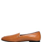 Dolce & Gabbana Brown Leather Logo Slip On Men Loafers Shoes