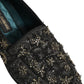 Dolce & Gabbana Black Rhinestone Embellished Loafers Shoes