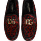 Dolce & Gabbana Red Leopard Print Pony Hair Dress Loafers Shoes
