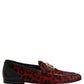 Dolce & Gabbana Red Leopard Print Pony Hair Dress Loafers Shoes