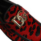 Dolce & Gabbana Red Leopard Print Pony Hair Dress Loafers Shoes