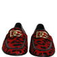 Dolce & Gabbana Red Leopard Print Pony Hair Dress Loafers Shoes