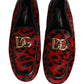 Dolce & Gabbana Red Leopard Print Pony Hair Dress Loafers Shoes
