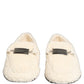 Dolce & Gabbana White Fur Shearling Men Dress Loafers Shoes