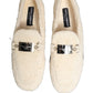 Dolce & Gabbana White Fur Shearling Men Dress Loafers Shoes