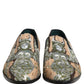 Dolce & Gabbana Beige Sequin Embroidery Dress Loafers Shoes