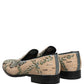 Dolce & Gabbana Beige Sequin Embroidery Dress Loafers Shoes