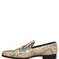 Dolce & Gabbana Beige Sequin Embroidery Dress Loafers Shoes