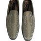Dolce & Gabbana Gold Floral Jacquard Slip On Loafers Shoes