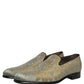 Dolce & Gabbana Gold Floral Jacquard Slip On Loafers Shoes