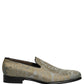 Dolce & Gabbana Gold Floral Jacquard Slip On Loafers Shoes