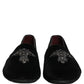 Dolce & Gabbana Black Suede Embellished Dress Loafers Shoes