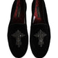 Dolce & Gabbana Black Suede Embellished Dress Loafers Shoes