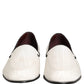 Dolce & Gabbana White Velvet Slip On Men Flats Loafers Shoes