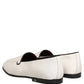 Dolce & Gabbana White Velvet Slip On Men Flats Loafers Shoes