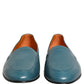 Dolce & Gabbana Blue Leather Logo Slip On Men Loafers Shoes