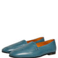 Dolce & Gabbana Blue Leather Logo Slip On Men Loafers Shoes