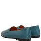 Dolce & Gabbana Blue Leather Logo Slip On Men Loafers Shoes