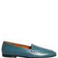 Dolce & Gabbana Blue Leather Logo Slip On Men Loafers Shoes