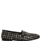 Dolce & Gabbana Silver Leather Logo Slip On Loafers Shoes