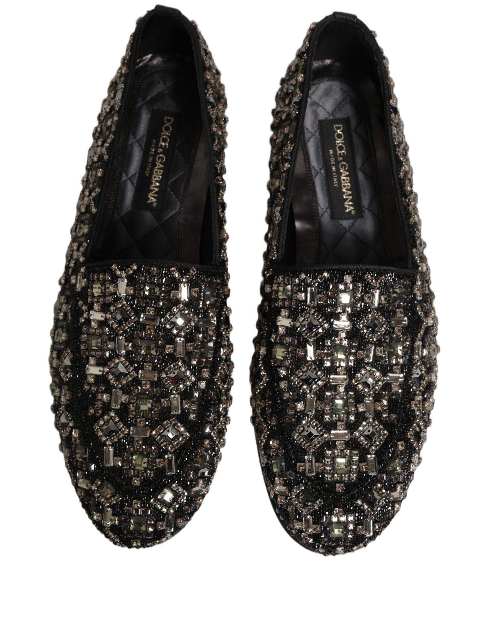 Dolce & Gabbana Black Crystal Embellished Dress Loafers Shoes