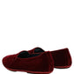 Dolce & Gabbana Maroon Velvet Slip On Men Flats Loafers Shoes