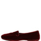 Dolce & Gabbana Maroon Velvet Slip On Men Flats Loafers Shoes