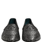 Dolce & Gabbana Silver Jacquard Leather Slip On Loafers Shoes