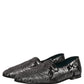 Dolce & Gabbana Silver Jacquard Leather Slip On Loafers Shoes
