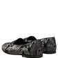 Dolce & Gabbana Silver Jacquard Leather Slip On Loafers Shoes