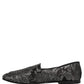 Dolce & Gabbana Silver Jacquard Leather Slip On Loafers Shoes