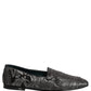 Dolce & Gabbana Silver Jacquard Leather Slip On Loafers Shoes