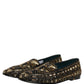 Dolce & Gabbana Black Gold Embellished Slip On Loafers Shoes